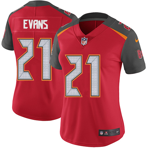 Nike Buccaneers #21 Justin Evans Red Team Color Women's Stitched NFL Vapor Untouchable Limited Jersey